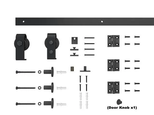 Alt view image 5 of 7 - 36 in. x 84 in. 6 Panel Hollow Core Primed MDF Composite Bi-Fold Barn Door with Sliding Hardware Kit