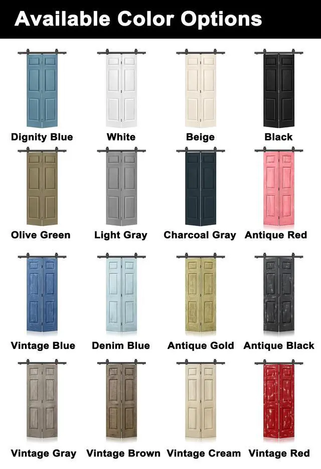 Alt view image 6 of 7 - 36 in. x 84 in. 6 Panel Hollow Core Primed MDF Composite Bi-Fold Barn Door with Sliding Hardware Kit