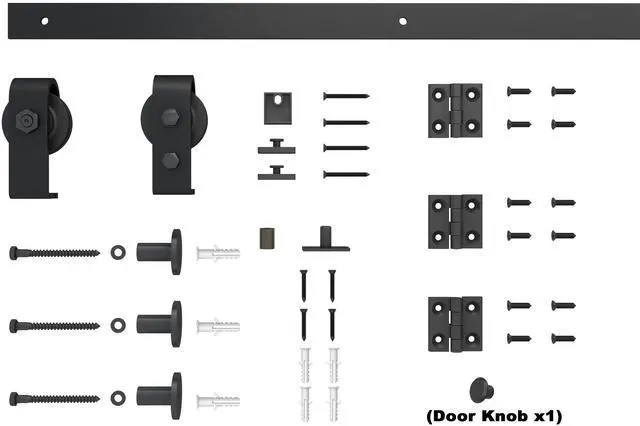 Alt view image 2 of 6 - 36 in. x 80 in. 1 Panel Shaker Primed MDF Composite Bi-Fold Barn Door with Sliding Hardware Kit