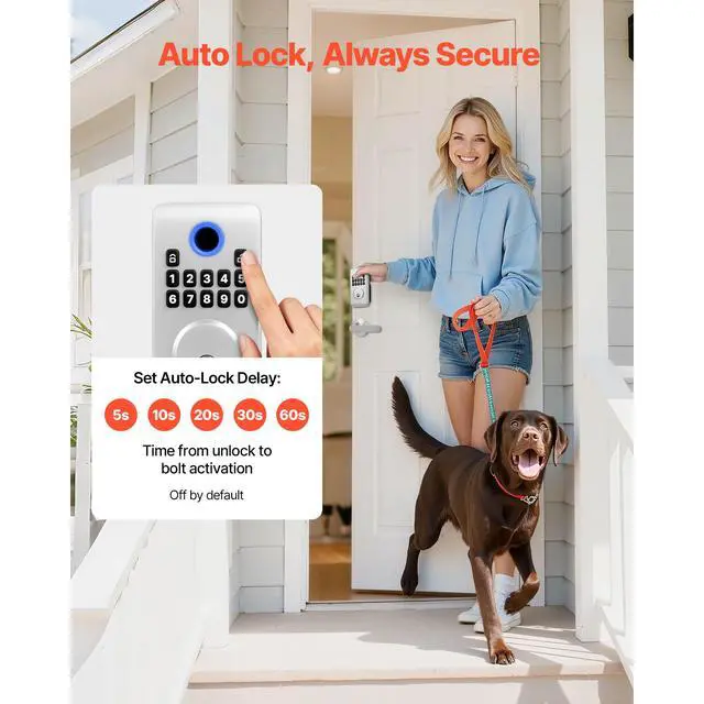 Alt view image 7 of 7 - Keyless Entry Door Lock with Handle Set, Electronic Keypad Deadbolt with Lever Handles, Pioneering Easy-Grip Design, Customizable User Codes, Keyed Entry, Auto Lock, Anti-Peeking, Silver