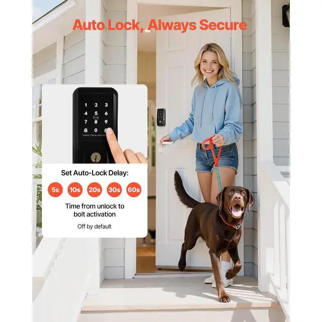 Alt view image 7 of 7 - Keyless Entry Door Lock, Touchpad Electronic Deadbolt with IC Card, Customizable User Codes, Keyed Entry, Auto Lock, Anti-Peeking Password, Backlit, Easy Installation, for Home, Matte Black