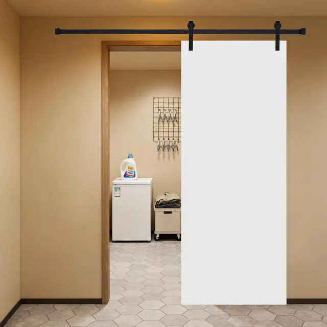 Alt view image 4 of 6 - 18Double Modern flat panel 22 in. x 80 in. MDF White Barn Sliding Door With Hardware kit
