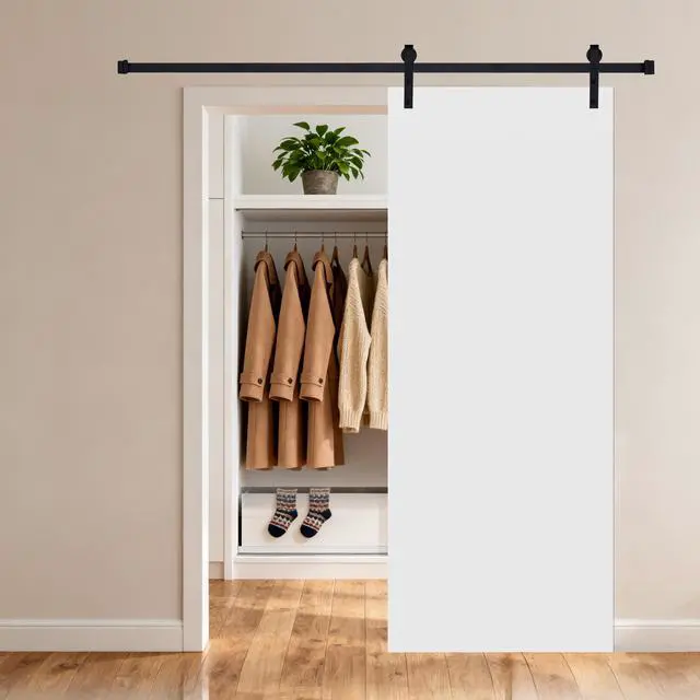 Alt view image 5 of 6 - 18Double Modern flat panel 22 in. x 80 in. MDF White Barn Sliding Door With Hardware kit