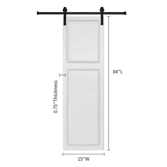 Alt view image 2 of 6 - 2-Panel Cottage style door 3/4" thick 15 in. x 84 in. MDF White Barn Sliding Door With Hardware kit