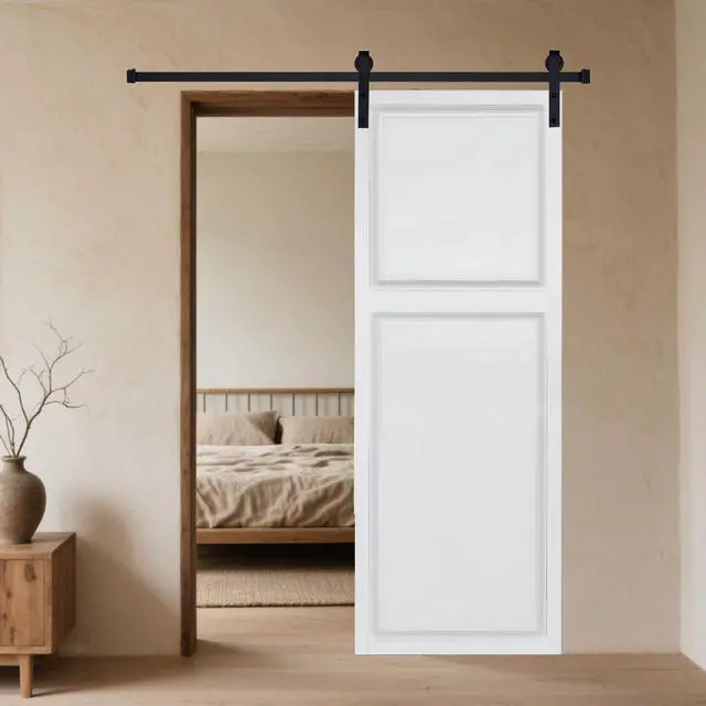 Alt view image 5 of 6 - 2-Panel Cottage style door 3/4" thick 15 in. x 84 in. MDF White Barn Sliding Door With Hardware kit