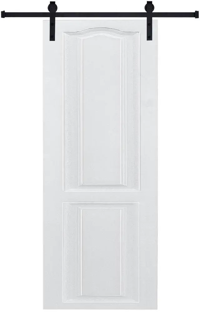 Main image of CNC crafted modern door 3/4" thick 42 in. x 84 in. MDF White Barn Sliding Door With Hardware kit