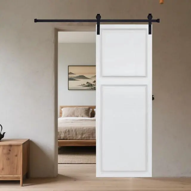 Alt view image 6 of 6 - 2-Panel Cottage style door 3/4" thick 15 in. x 84 in. MDF White Barn Sliding Door With Hardware kit