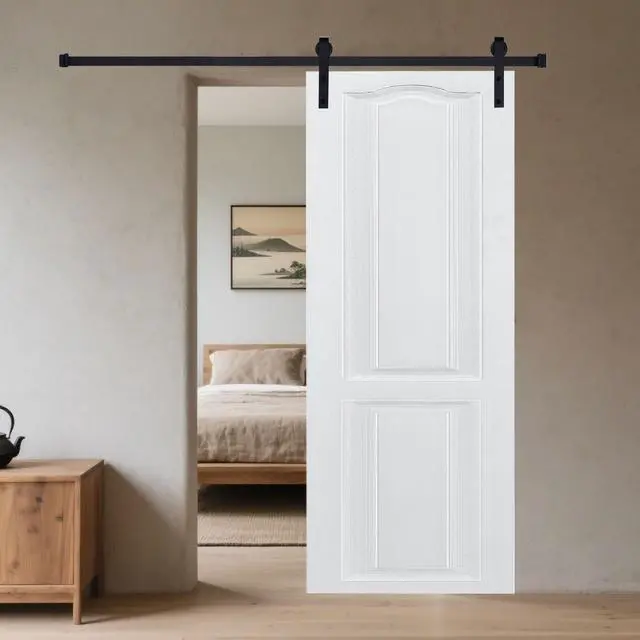 Alt view image 5 of 6 - CNC crafted modern door 3/4" thick 42 in. x 84 in. MDF White Barn Sliding Door With Hardware kit