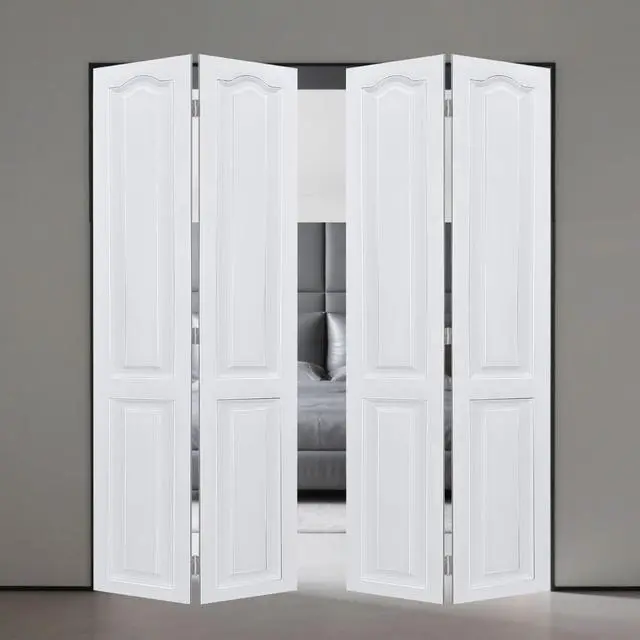 Alt view image 3 of 5 - Dual CNC crafted modern door 3/4" thick 44 in. x 84 in. Solid Core White Finished Vinyl bi-fold door With Hardware kit