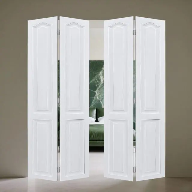 Alt view image 4 of 5 - Dual CNC crafted modern door 3/4" thick 44 in. x 84 in. Solid Core White Finished Vinyl bi-fold door With Hardware kit