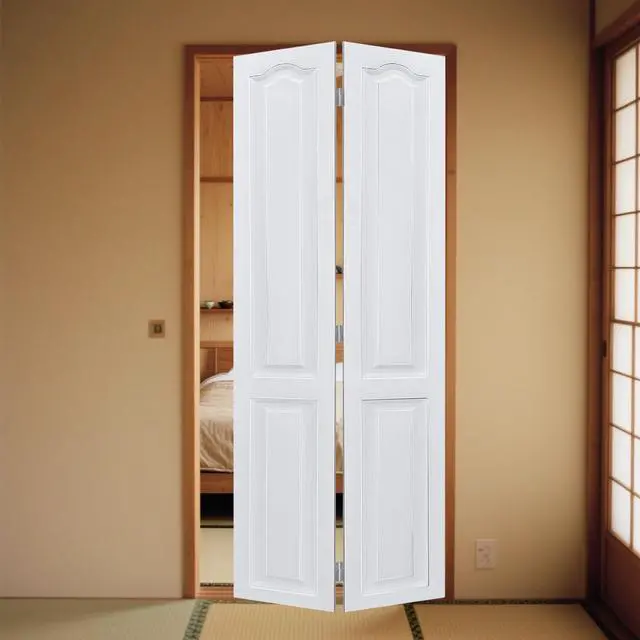 Alt view image 3 of 5 - YGDual CNC crafted modern door 3/4" thick 24 in. x 83 in. Solid Core White Finished MDF bi-fold door With Hardware kit