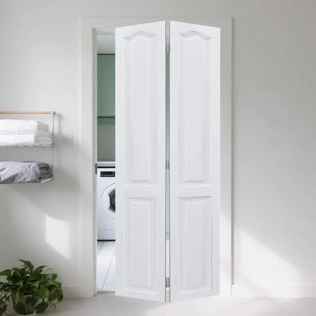Alt view image 5 of 5 - YGDual CNC crafted modern door 3/4" thick 24 in. x 83 in. Solid Core White Finished MDF bi-fold door With Hardware kit