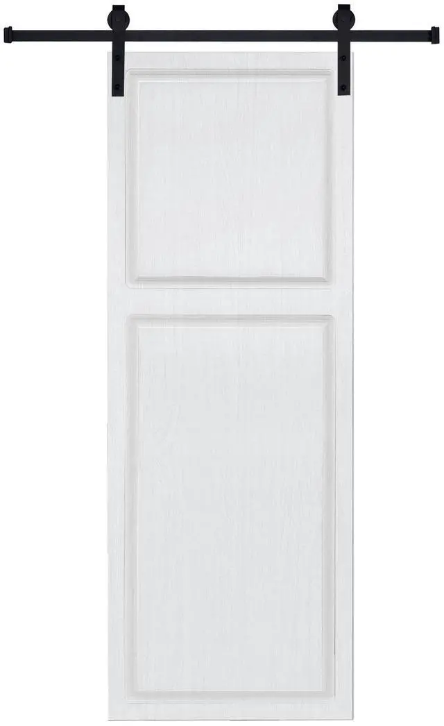 Main image of Modern 2 panel 22 in. x 84 in. MDF white walnut Barn Sliding Door With Hardware kit