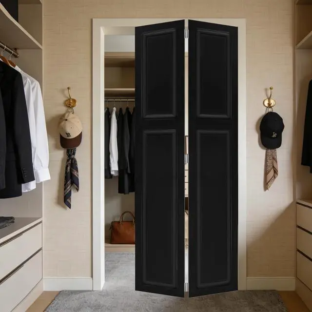 Alt view image 2 of 5 - Modern 2 panel bi-fold 80 in.X34 in. MDF black walnut Barn Sliding Door With Hardware kit