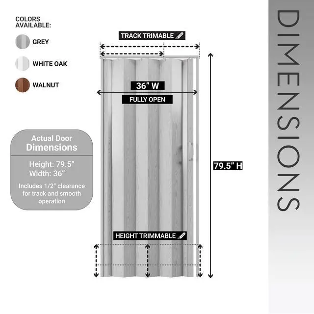 Alt view image 4 of 7 - Studio Series 36" W PVC Foldable Accordion Doors, Walnut