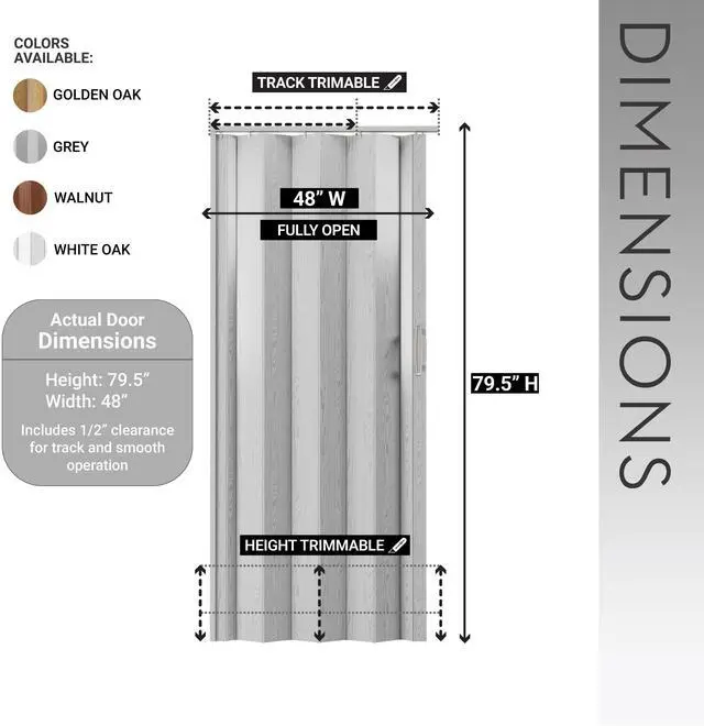 Alt view image 4 of 7 - Studio Series 48" W PVC Foldable Accordion Doors, Walnut