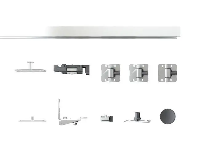 Alt view image 6 of 7 - 30 in. x 80 in. Full Lite Frosted Glass White MDF Bi-Fold Door with Hardware Kit and Door Handle
