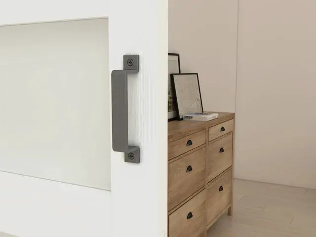 Alt view image 2 of 7 - 36 in. x 84 in. 5-Lite Tempered Frosted Glass White MDF Assembly Required Interior Sliding Barn Door with Hardware Kit
