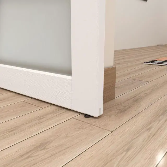 Alt view image 6 of 7 - 36 in. x 84 in. 3-Lites Pre Assembled Frosted Glass White MDF Interior Sliding Barn Door w/ Hardware Kit and Door Handle