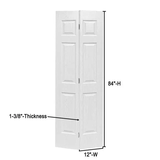 Alt view image 6 of 6 - 48 in. x 84 in. 6-Panel Hollow Core White Oak Finished MDF Composite Double Bi-fold Door with Hardware Kit