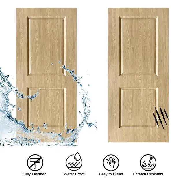 Alt view image 5 of 5 - 36 in. x 80 in. 2 Panel Hollow Core Oak Finished PVC Composite Interior Door Slab