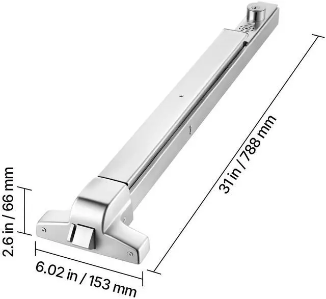 Alt view image 2 of 7 - Push Bar Panic Exit Device, 31" Stainless Steel Commercial Panic Bar for Exit Doors, Emergency Exit Door Hardware with Auto Alarm System and Sticker, for 31"-46" Wood or Metal Door, Silver