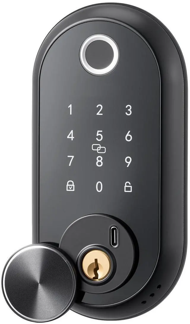 Alt view image 3 of 7 - Fingerprint Door Lock Set, Electronic Biometric Deadbolt Keyless Entry Door Lock with Handle, Touchscreen, Auto Locking, One-Time Code, Anti-Peeking Password, IC Cards, for Home, Matte Black