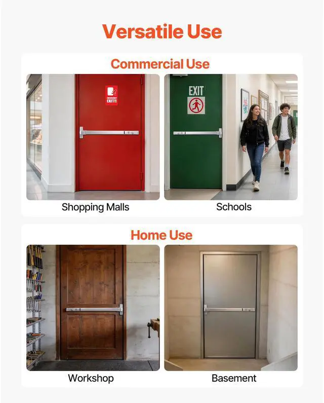 Alt view image 7 of 7 - Push Bar Panic Exit Device, 31" Stainless Steel Commercial Panic Bar for Exit Doors, Emergency Exit Door Hardware with Auto Alarm System and Sticker, for 31"-46" Wood or Metal Door, Silver