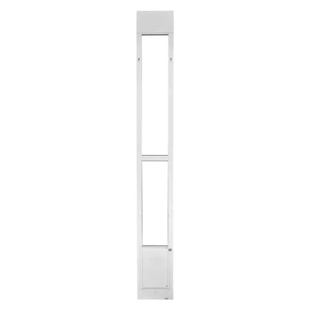 Alt view image 2 of 7 - Dog Door for Sliding Glass Door, 91 to 96 in Adjustable Height, Aluminum Alloy Frame with Metal Rotating Hinges, Lock Design, 8 1/4 x 12 1/4 in Flap, Sliding Glass Pet Door for Renters