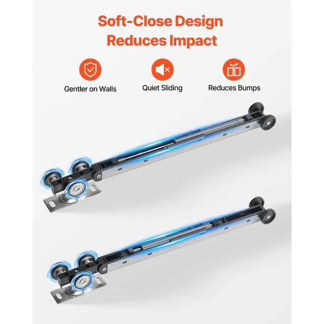 Alt view image 6 of 7 - Sliding Pocket Door Hardware Track Kit, 44.69" Pocket Door Track Kit with Soft Close Mechanism for Smooth and Quiet Sliding, Easy to Install, for 1" to 1 3/4" Thickness 24" Width Single Door