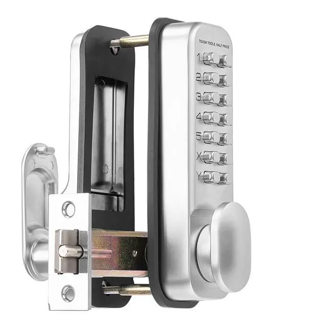 Alt view image 3 of 7 - Mechanical Keyless Entry Door Lock, 14 Key Mechanical Door Lock, Mechanical Keypad Door Knob, Single-Side Stainless Steel Waterproof Keyless Gate Lock, for Home Office Outdoor Fence Garage Yard