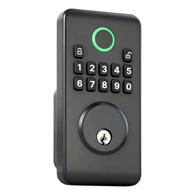 Alt view image 2 of 7 - Keyless Entry Door Lock, Electronic Deadbolt with Customizable User Codes, Pioneering Easy-Grip Design, Keyed Entry, Auto Lock, Anti-Peeking Password, Backlit Keypad, for Home, Matte Black