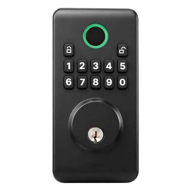 Alt view image 3 of 7 - Keyless Entry Door Lock, Electronic Deadbolt with Customizable User Codes, Pioneering Easy-Grip Design, Keyed Entry, Auto Lock, Anti-Peeking Password, Backlit Keypad, for Home, Matte Black