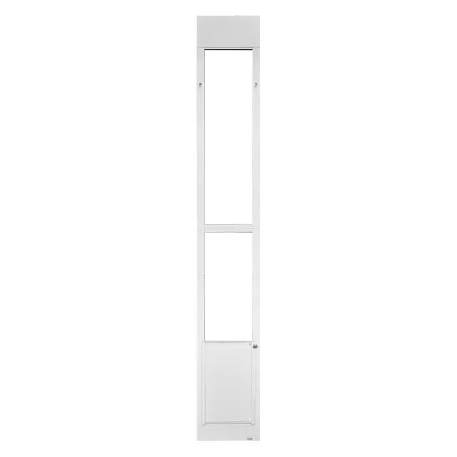 Alt view image 2 of 7 - Dog Door for Sliding Glass Door, 91 to 96 in Adjustable Height, Aluminum Alloy Frame with Metal Rotating Hinges, Lock Design, 10 1/4 x 16 1/4 in Flap, Sliding Glass Pet Door for Renters
