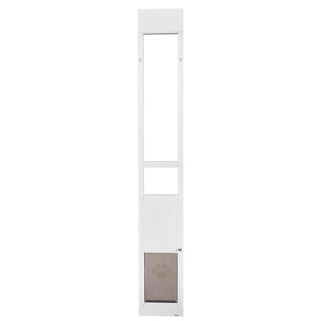 Alt view image 4 of 7 - Dog Door for Sliding Glass Door, 91 to 96 in Adjustable Height, Aluminum Alloy Frame with Metal Rotating Hinges, Lock Design, 10 1/4 x 16 1/4 in Flap, Sliding Glass Pet Door for Renters