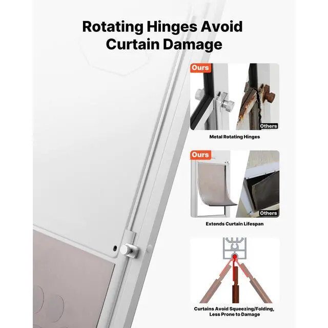 Alt view image 6 of 7 - Dog Door for Sliding Glass Door, 91 to 96 in Adjustable Height, Aluminum Alloy Frame with Metal Rotating Hinges, Lock Design, 10 1/4 x 16 1/4 in Flap, Sliding Glass Pet Door for Renters