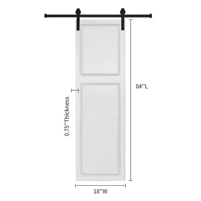 Alt view image 2 of 6 - 2-Panel Cottage style door 3/4" thick 18 in. x 84 in. MDF White Barn Sliding Door With Hardware kit