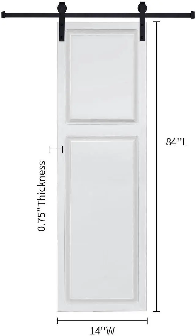 Alt view image 2 of 6 - 2-Panel Cottage style door 3/4" thick 14 in. x 84 in. MDF White Barn Sliding Door With Hardware kit