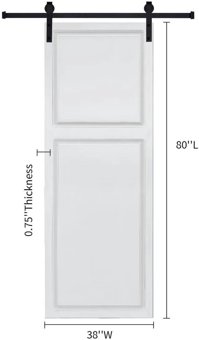 Alt view image 2 of 6 - 2-Panel Cottage style door 3/4" thick 38 in. x 80 in. MDF White Barn Sliding Door With Hardware kit