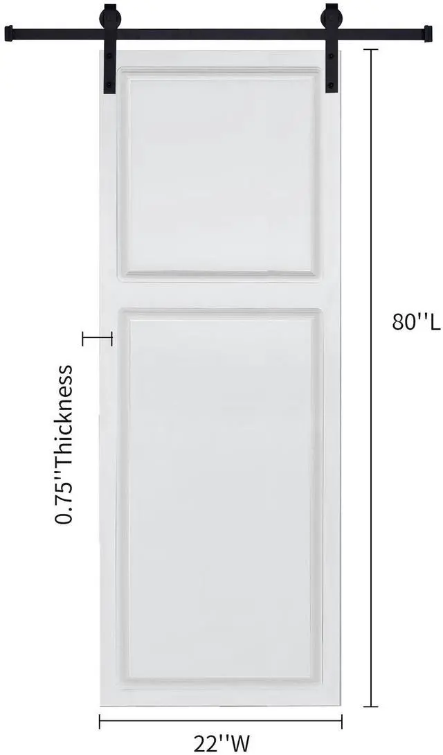 Alt view image 2 of 6 - 2-Panel Cottage style door 3/4" thick 22 in. x 80 in. MDF White Barn Sliding Door With Hardware kit