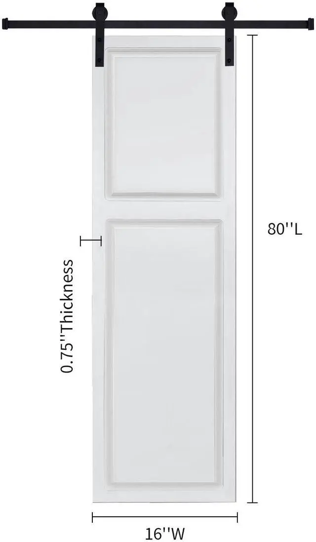 Alt view image 2 of 6 - 2-Panel Cottage style door 3/4" thick 16 in. x 80 in. MDF White Barn Sliding Door With Hardware kit