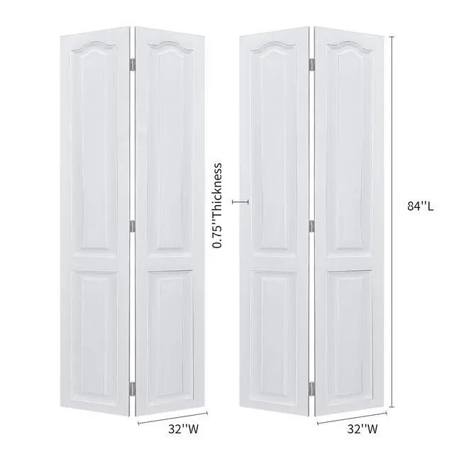 Alt view image 2 of 5 - Dual CNC crafted modern door 3/4" thick 64 in. x 84 in. Solid Core White Finished Vinyl bi-fold door With Hardware kit