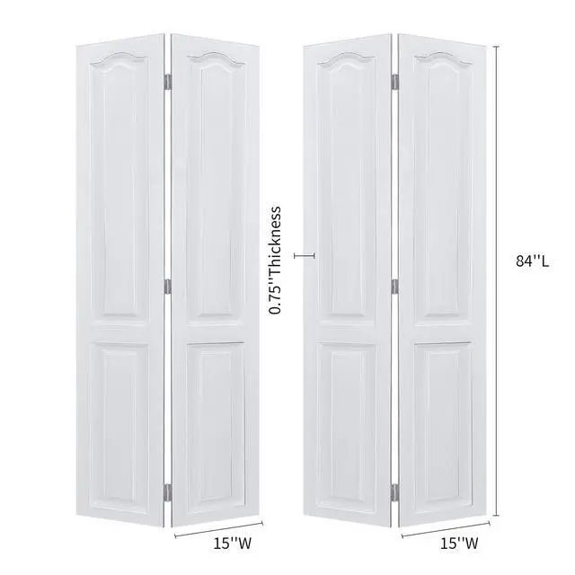Alt view image 2 of 5 - Dual CNC crafted modern door 3/4" thick 30 in. x 84 in. Solid Core White Finished Vinyl bi-fold door With Hardware kit
