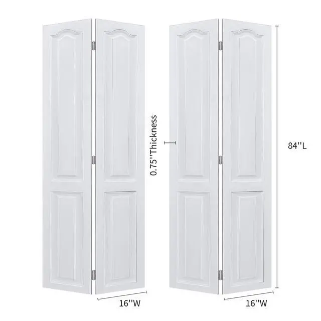 Alt view image 2 of 5 - Dual CNC crafted modern door 3/4" thick 32 in. x 84 in. Solid Core White Finished Vinyl bi-fold door With Hardware kit