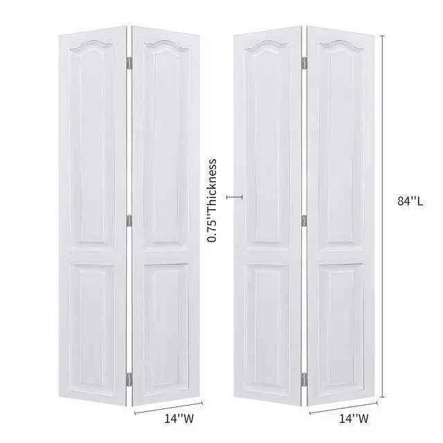 Alt view image 2 of 5 - Dual CNC crafted modern door 3/4" thick 28 in. x 84 in. Solid Core White Finished Vinyl bi-fold door With Hardware kit
