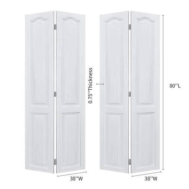 Alt view image 2 of 5 - Dual CNC crafted modern door 3/4" thick 76 in. x 80 in. Solid Core White Finished Vinyl bi-fold door With Hardware kit