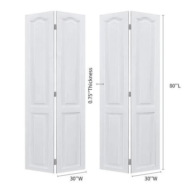 Alt view image 2 of 5 - Dual CNC crafted modern door 3/4" thick 60 in. x 80 in. Solid Core White Finished Vinyl bi-fold door With Hardware kit