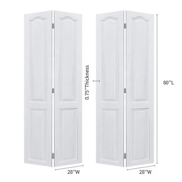 Alt view image 2 of 5 - Dual CNC crafted modern door 3/4" thick 56 in. x 80 in. Solid Core White Finished Vinyl bi-fold door With Hardware kit
