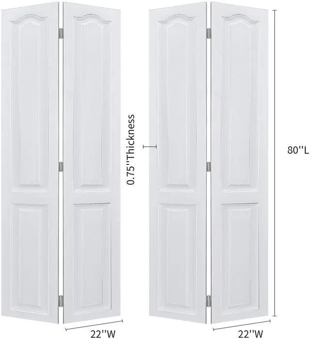 Alt view image 2 of 5 - Dual CNC crafted modern door 3/4" thick 44 in. x 80 in. Solid Core White Finished Vinyl bi-fold door With Hardware kit