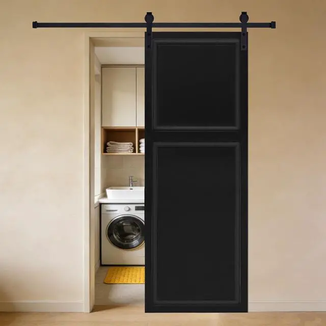 Alt view image 5 of 5 - Modern 2 panel 80 in.X33 in. MDF black walnut Barn Sliding Door With Hardware kit